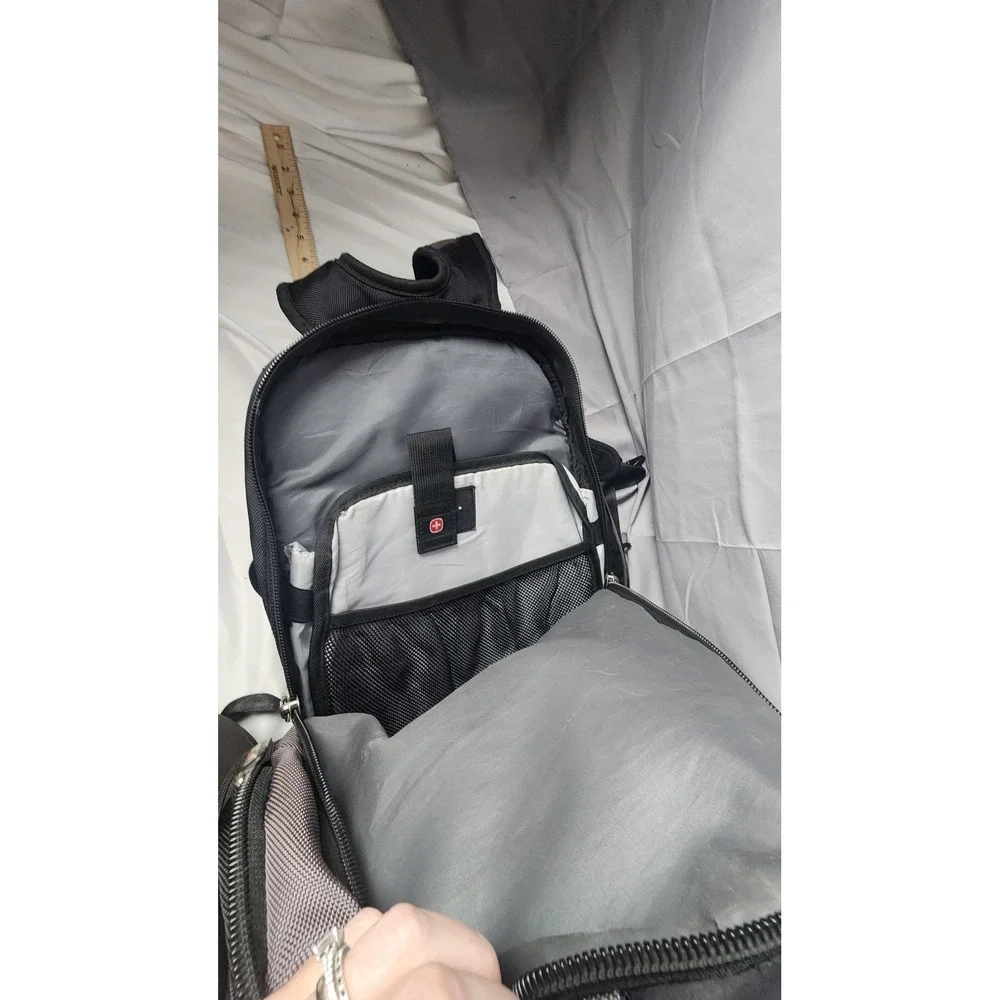 SwissGear Airflow Laptop Backpack Black Grey Multi Pocket Tech Travel Bag